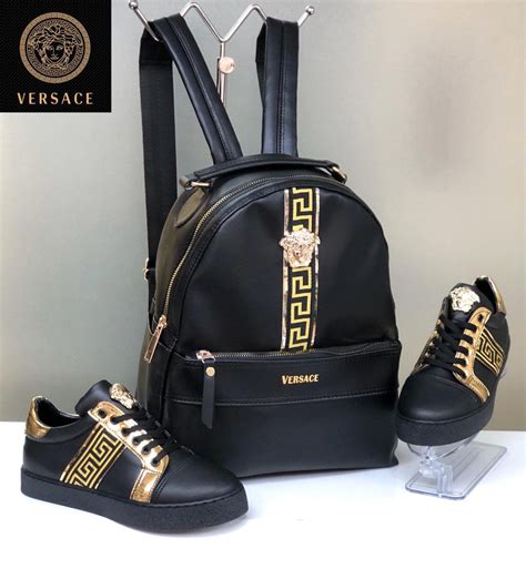 versace backpack black and grey|Versace gift set with backpack.